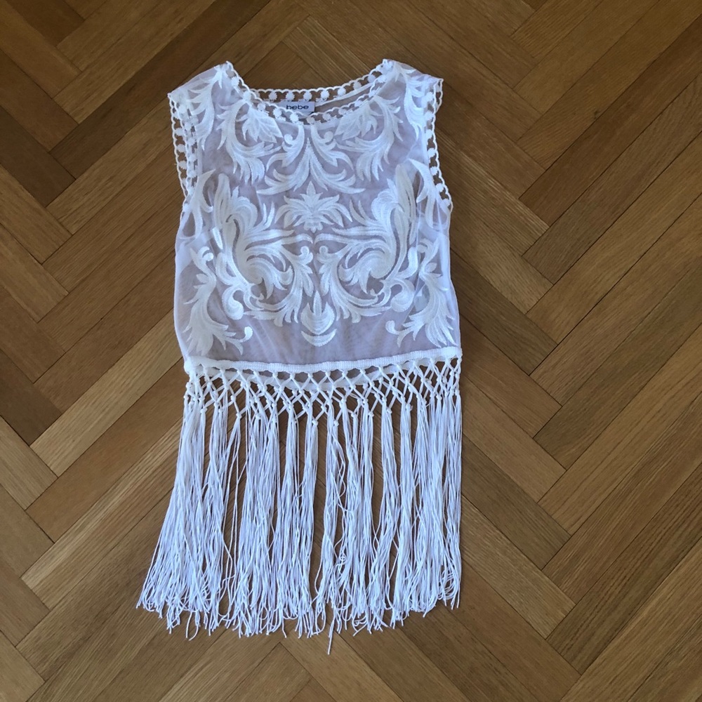 Sheer BeBe Fringe Top